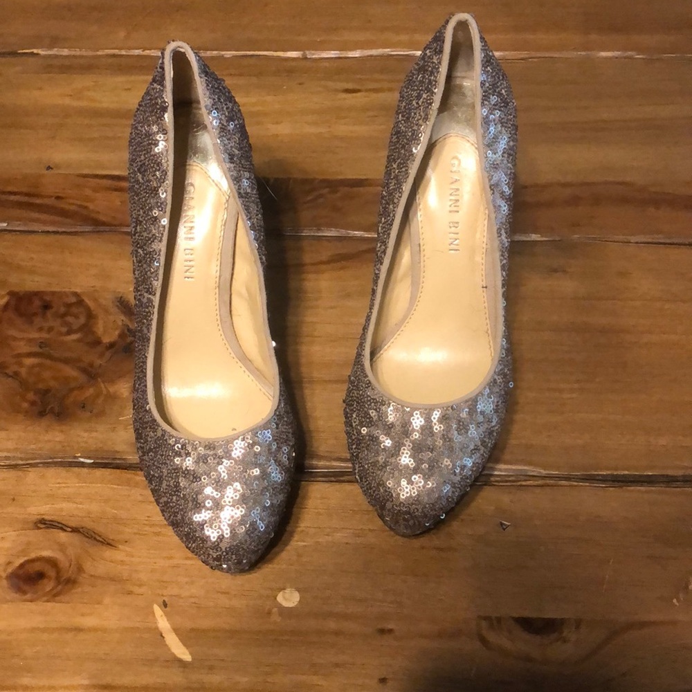 Gold sequin heels